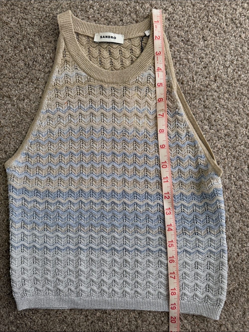 Sandro Knit Halter Tank shimmer gold and blue - Picture 6 of 8